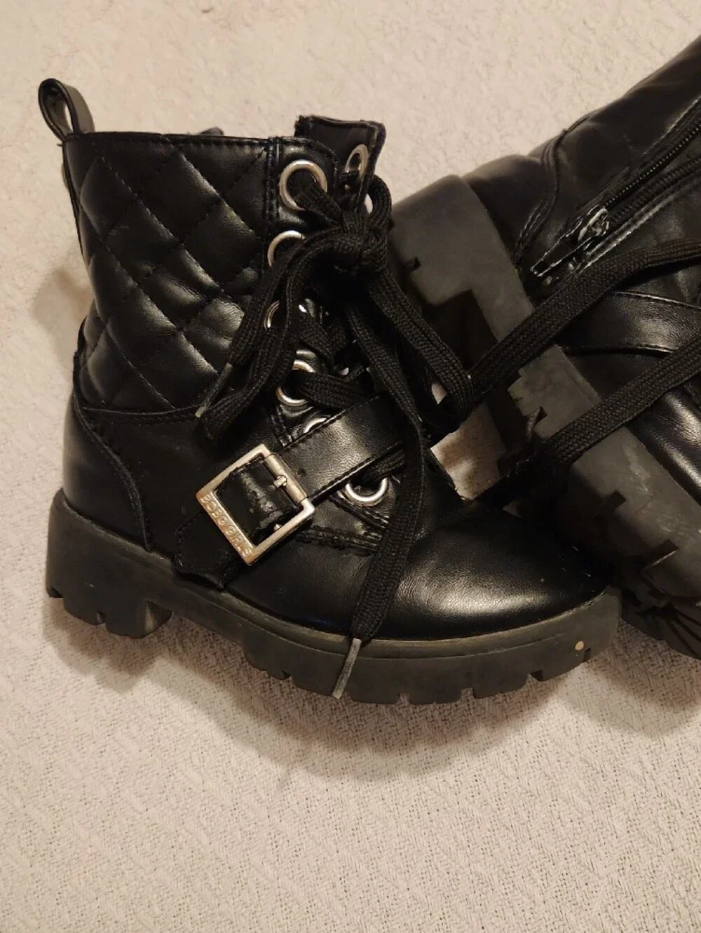 BCBG Kids Black Lace-Up Zipper Combat Boots